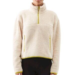 Girlfriend Collective Off White 1/2 Zip Sweater Lime Green Trim Size XXL